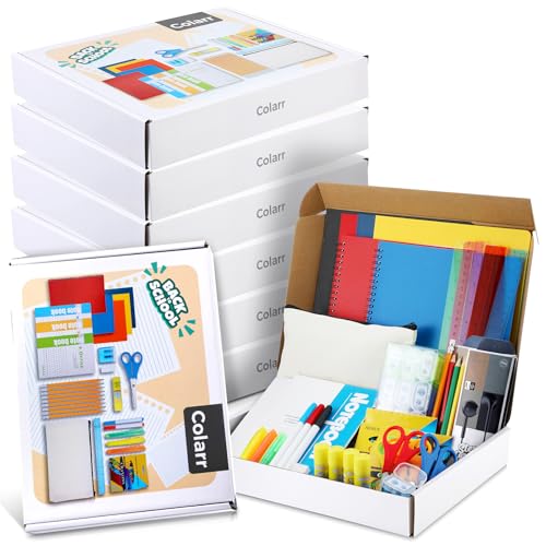 Colarr 210 Pcs/ 6 Set School Supplies Kit for Kids Back to School Supplies Bundle Grades K12 School Essentials Bulk Includes Ruler Folders A4 Notebooks Pencils Pens Earphone and More for Students
