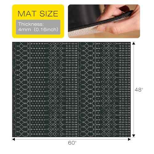 Office Chair Mat for Hardwood & Tile Floors, 60" x 48" Desk Chair Mat, Non-Slip Floor Protector for Rolling Chairs, Machine Washable Area Rug for Home Office, Black