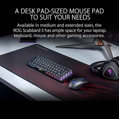 ASUS ROG Scabbard II Gaming Mouse Pad ? 14.2¡± x 10.2¡± (Medium Size), Smooth Glide Surface, Water/Oil/Dust-Resistant, Anti-Fray Edges, Non-Slip Base - Black