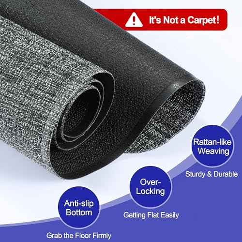 Delamu Office Chair Mat for Hardwood Floor, Non-Slip PVC Woven Computer Desk Chair Mat, 45"¡¿53" Heavy Duty Hard Floor Protector for Rolling Chairs, Black & White, Not for Carpet