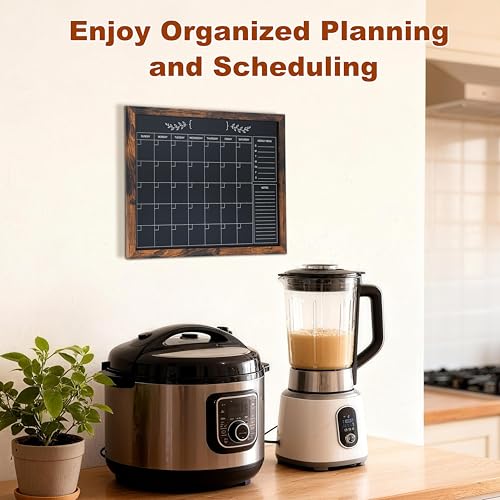 Brown 17" x 13" Wall Magnetic Chalkboard Calendar for Home Kitchen Office
