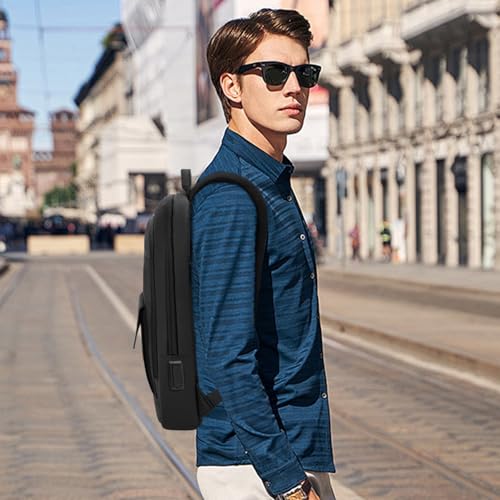 Business Backpack for Men Slim Lightweight Laptop Backpack Water Resistant Small Office Backpack for Commute Travel Daily Office Work with Small Bag (Black)