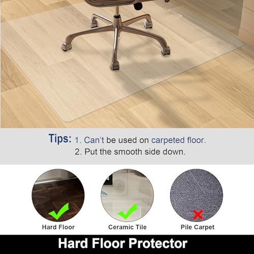 AiBOB Chair Mat for Hardwood Floor, 45 X 53 inches Desk Chair Mat for Wood and Tile Floors, Protection Mats for Office and Home, Easy Glide for Chairs