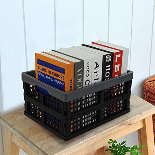 Rinboat 15 L Plastic Collapsible Crates, Stackable Folding Crates, 4 Packs