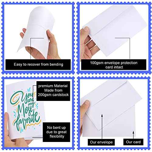 Blank Cards and Envelopes 4x6, 30 Pack White Invitation Cardstock with 30 Pack Envelopes, Thank you Blank Greeting Cards, for All Occasions DIY, Print custom
