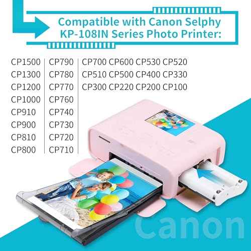 3 Pack KP108IN Ink Cartridges Compatible for Canon Selphy KP-108IN KP-36IN Color Ink Cassette 4x6 Inch, 100 x 148mm Compatible for Selphy CP1500 CP1300 CP1200 Photo Printers (Without Paper)