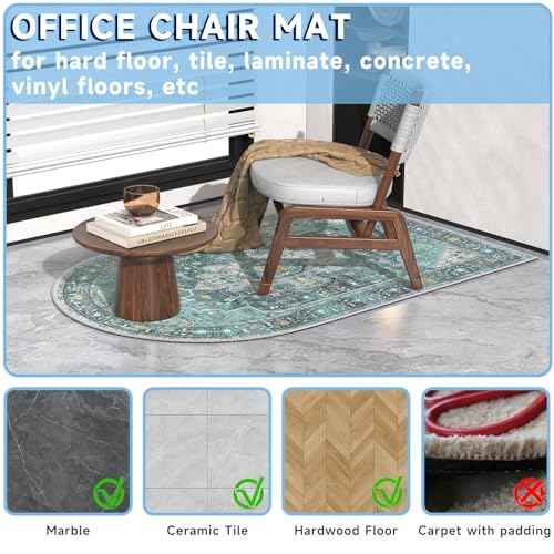 Floor Mat for Office Chair - Office Chair Mat - Chair Mat for Hardwood Floor - Large Home Office, Desk & Gaming Chair Protector, Anti-Slip, Easy Clean & Machine Washable (31"x47")