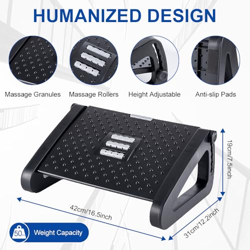 ZLMHYYM Black Six-Height Adjustable Foot Rest Under Desk