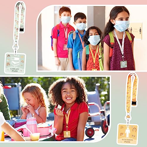 Kosiz 6-Pack Reusable PVC Boho Hall Passes with Lanyards for School & Classroom Management