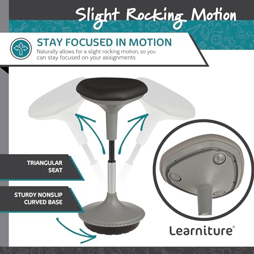 Learniture Adjustable Height Active Learning Stool for Office Desks and Classrooms, Foam-Padded Backless Wobble Stool with Rocking Motion, Black