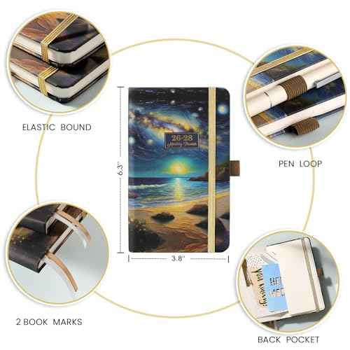 2026-2028 Pocket Planner/Calendar - 3 Year Monthly Planner 2026-2028, Jan. 2026 - Dec. 2028(36 Months), 6.3" x 3.8", Monthly Pocket Calendar with 60 Note Pages, Pen Hold, Perfect Organizer for Purse