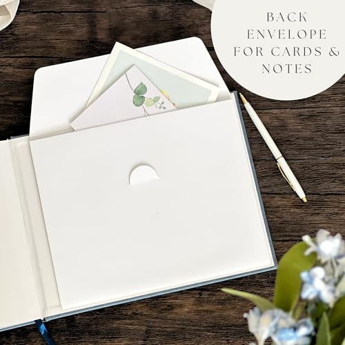 Funeral Guest Book for 2025 Celebration Of Life Memorial Service - Leather Memory Book for Funeral Guests to Sign In with Condolence Memory Table Sign & Back Pocket - Blue Guestbook