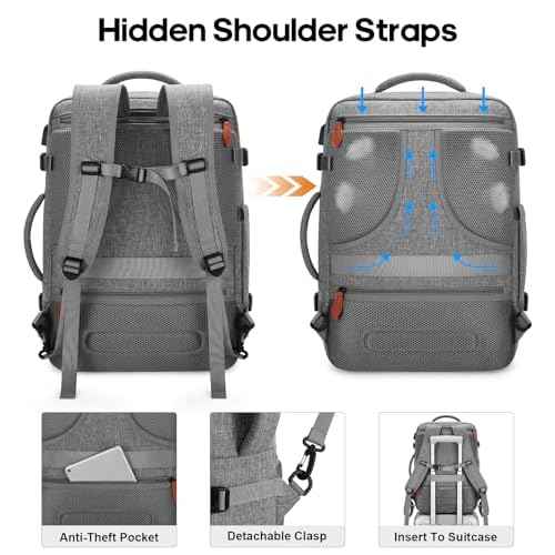 Bagsure Travel Backpack Carry On Backpack 42L Flight Approved, Expandable Laptop Backpack with Packing Cubes & Shoe Pocket, Water Resistant Luggage Backpack for Men Women, TSA Approved, Large Backpack