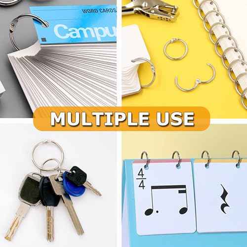 102 Pack 1 Inch Book Rings, Silver Metal Rings for Index Cards, Paper, School Office