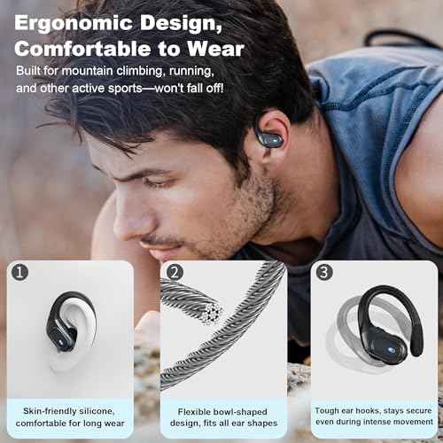 Wireless Earbuds Translation Earbuds Real Time with 144 Languages, OWS 3 in 1 Ai Translator Earbuds with HD Sound, Long-Lasting Battery, IPX5 Waterproof Bluetooth Headphones for Sports/Travel, Black