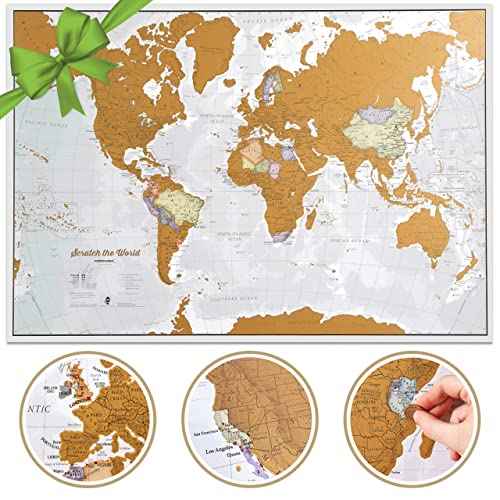 Scratch The World ¢ç Travel Map - Frameable Scratch Off World Map Poster - X-Large 23 x 33 - Maps International - 50 Years of Making Maps - Updated 2025 - Cartographic Detail Featuring Country & State Borders