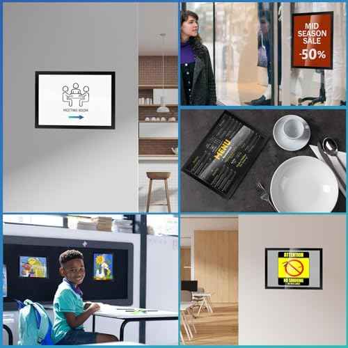 YixangDD 4 Pack Magnetic Sign Holder 8.5 x 11, Self-Adhesive Magnetic Wall Mount Sign Holder, Magnetic Document Holder for Wall Window Office Poster Store