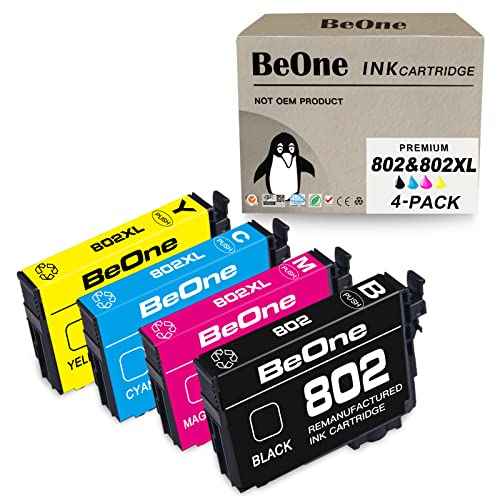 802 802XL Remanufactured Ink Cartridges Replacement for Epson 802 XL 802XL T802 T802XL to Use with Workforce Pro WF-4720 WF-4730 WF-4734 WF-4740 EC-4020 EC-4030 EC-4040 Printer (4 Packs)
