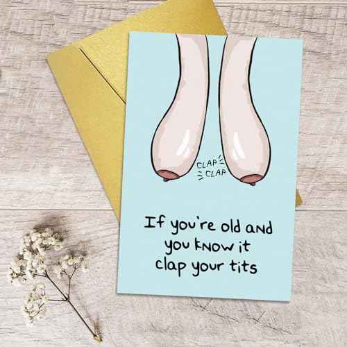 Qiliji Funny Birthday Card for Women, Rude Birthday Card for Her, 40th 50th 60th 70th for Female Friend, Naughty Old Age Birthday Card for Wife Sister Bestie Mom
