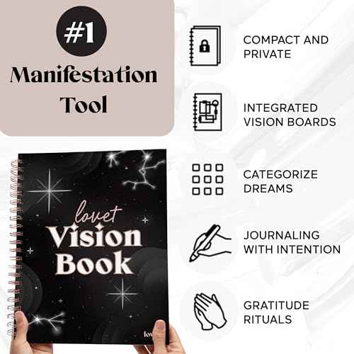Vision Board Book LUXE - Journal with Integrated Vision Boards, Categorized Dreams, and Gratitude Rituals - Black