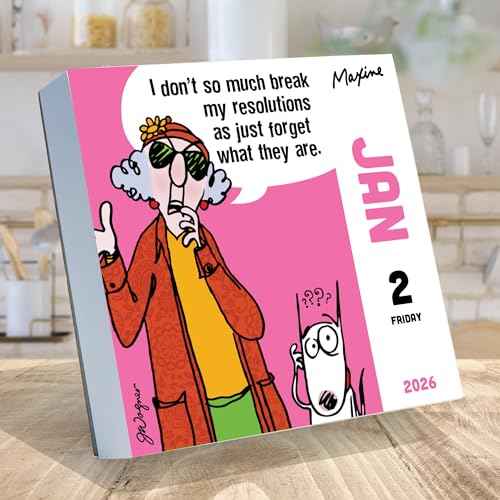 TF Publishing 2026 Maxine Daily Desktop Calendar - Home and Office Organization - Small Desk Calendar 2026 with Full-Color Tear-Off Pages and Standing Cardboard Easel - 5.25in x 5.25in