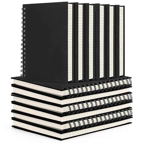 EUSOAR Spiral College Ruled Notebook, 12packs A5 5.5" x 8.3" 160Pages/ 80Sheets, Black Thick Hardcover, Tear-off 100GSM Lined Paper, 1 Subject Notepad for Office Meeting Business School Note Taking