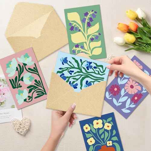 24 Pack Floral Greeting Cards with Envelopes, Floral Blank Note Cards Set for All Occasions, Boxed 8 Floral Designs Cards for Thank You, Birthday, Wedding, Condolence, Invitation, etc.