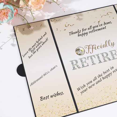 Retirement Party Decorations Large Retird Card Signing Black Gold Happy Retirement Guest Book Creative retirement Card for Men Women