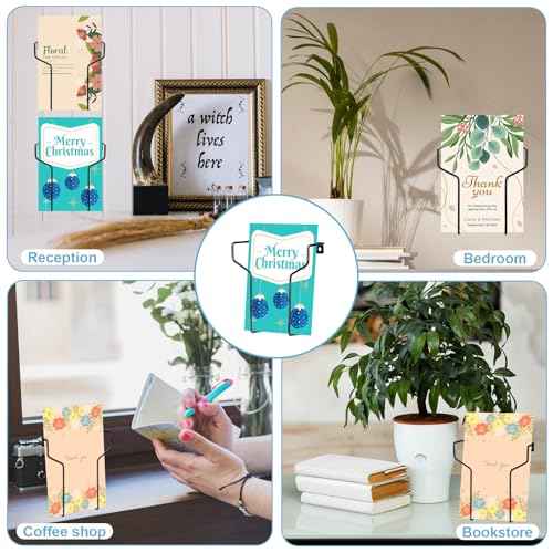 Wall Mount Greeting Card Display Stand - 4x6'' & 5x7'' Black Metal Card Display Case & Elegant Wire Organizer Rack for Postcards