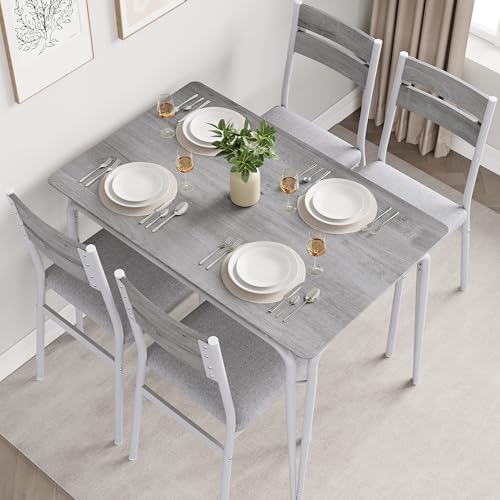 IDEALHOUSE 5-Piece Dining Set for 4 — Square Table with 4 Chairs, Small Space