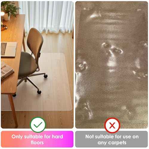 Azadx Clear Office Chair Mat 36'' X 48'', Durable Desk Chair Mat for Hardwood Floor, Heavy Duty Plastic Office Floor Mat Under Rolling Chairs for Easy Glide and Protection (36" X 48" with Lip)