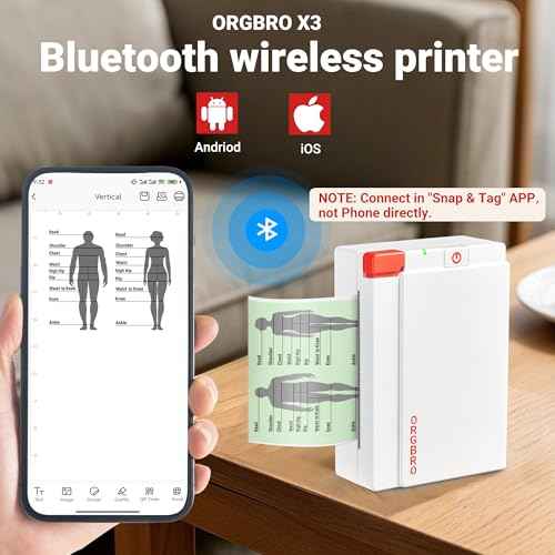 ORGBRO Sticker Printer Machine, X3 Mini Printer Print Pods Portable Thermal Inkless Sticker Maker, 2-3 Inch 300 DPI Bluetooth Pocket Printers for Smartphones, Notes, Journal, Photos, DIY, Kids Gift
