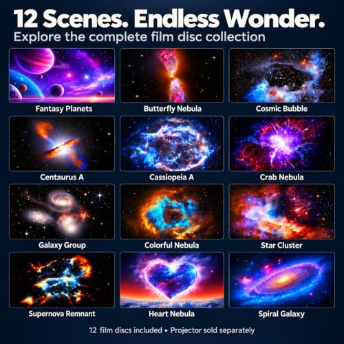 YunLone Galaxy Projector Disc Set with 12 HD Film Slides for Pro Models
