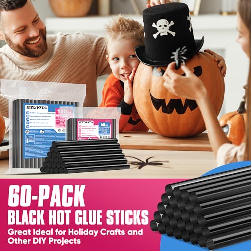 EZUVITA 60-Count Mini Size Black Glue Sticks 0.27” x 4” for Mini Glue Guns