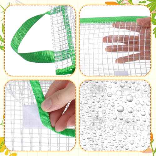 Teling 12 Pack Thick Mesh Clear Book Pouches for Classroom 10 x 12 x 1.57" Waterproof Library Pocket with 24 Blank Name Card Plastic Book Bag for Classroom School Student Office Organizer Supplies