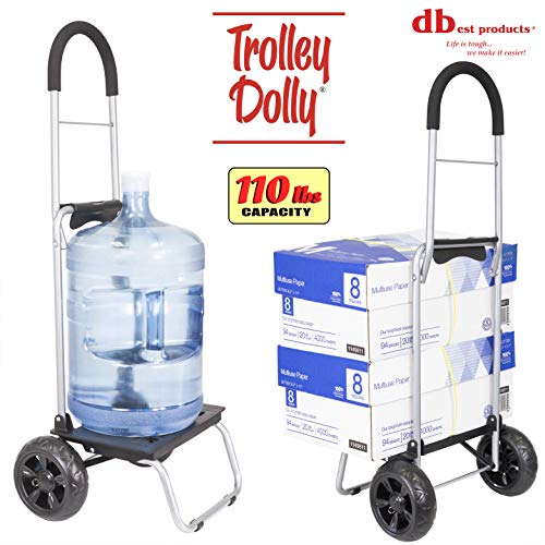dbest Trolley Dolly Folding Shopping Cart - Black with Removable Bag, 110 lb Capacity