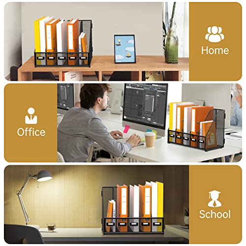 Metal 5-Slot Magazine File Holder Organizer for Desk, Black