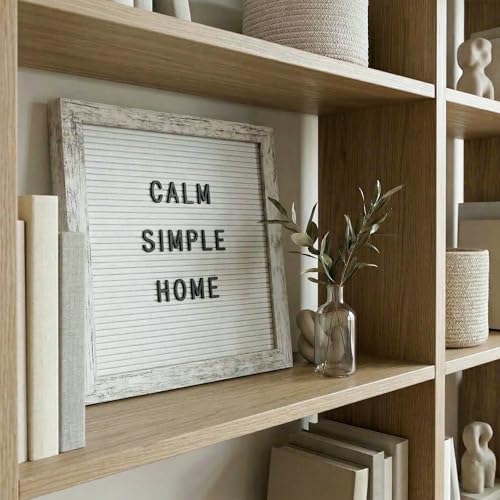 Rustic White Felt Letter Board 10x10 - Includes 336 Letters & Symbols