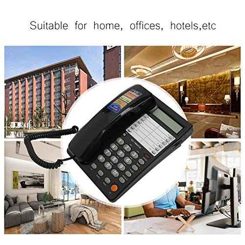 Corded Telephone Wired Home Hotel Corded Desktop Phone Office Landline Telephone DTMF/Support (Black)