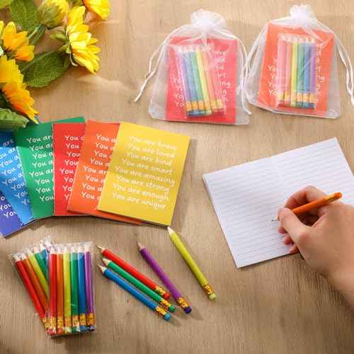 Spakon 48 Sets Operation Christmas Inspirational Mini Rainbow Small Notepads Motivational Pocket Notepad for Gifts Rewards