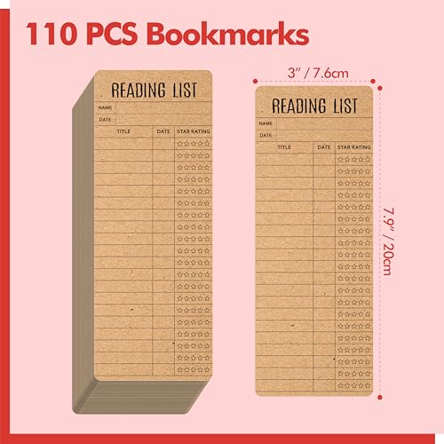 Gethelud Reading List Bookmarks Kraft Set - 110 Bulk Bookmarks for Book Lovers, Students & Teachers, Back-to-School Gifts