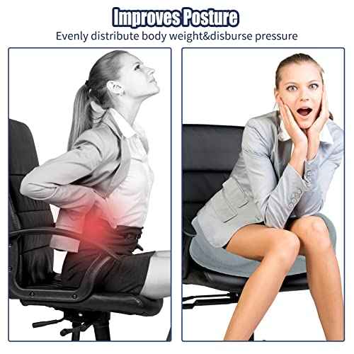 SAHEYER Donut Pillow for Tailbone Pain Relief and Hemorrhoids, Memory Foam Donut Cushion for Sciatica Nerve, Seat Cushion Butt Pillow for Men Women at Home Office Chair Car Long Sitting Comfort, Gray