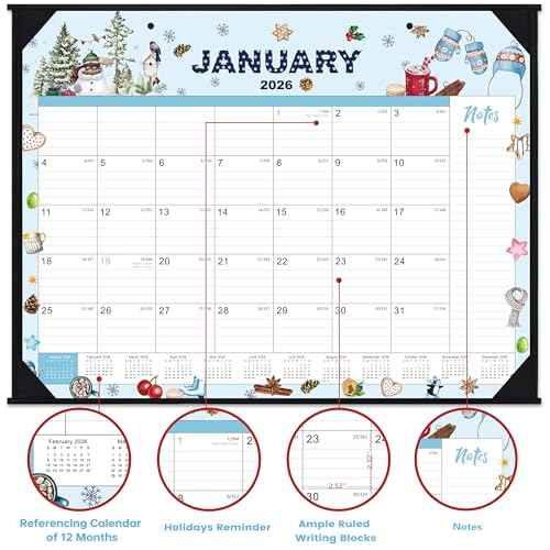 2026 Desk Calendar - Large Desk Calendar 2026, Jan.2026 - Dec.2026, 22" x 17", 12 Months Desktop Calendar 2026 with Corner Protectors, Desk Pad, Large Ruled Blocks - 12 Different Themes