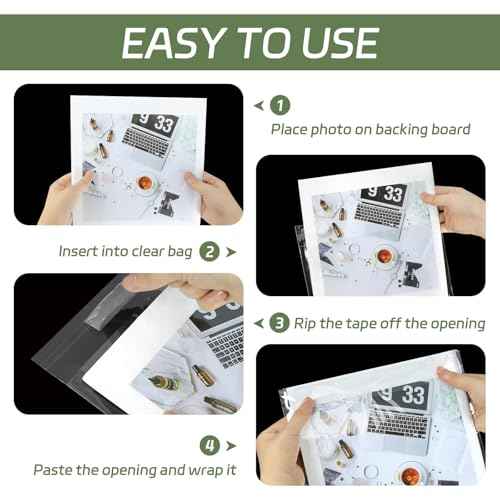 100PCS 8.5 x 11 Inch Cellophane Bags Self Sealing, Resealable Clear Plastic Sleeves for Paper, Artwork, Photo Mats, Comic, Magazine Page Protectors