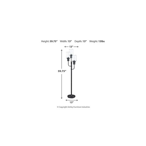 Signature Design by Ashley Jaak Contemporary 60" Floor Lamp with 3 Glass Shades, Bronze