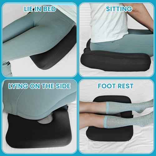 4.5" Donut Pillow for Tailbone Pain, 100% Memory Foam Bedsore Pressure Relief Pillow, Thick Anti Bedsore Cushion - T Shaped Opening Tailbone Pillow - Dark Grey