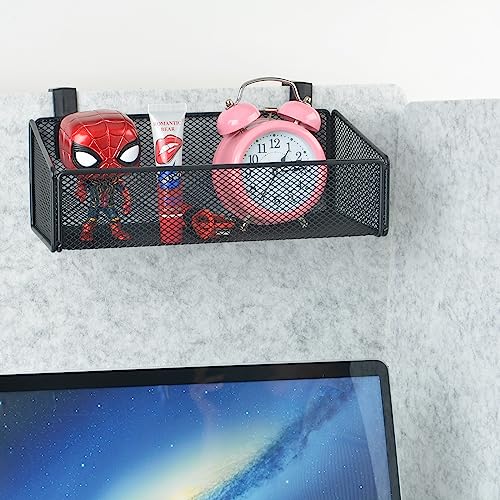 JDYOOMI Black Metal Mesh Cubicle Floating Shelves with 5 Plastic Hangers