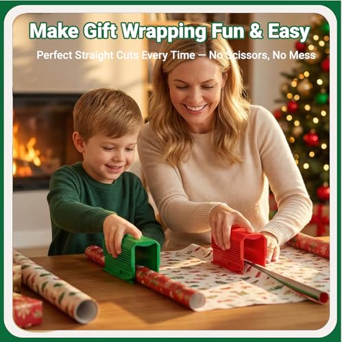 Dual Blade Gift Wrap Cutter Set for Scissors-Free Gift Wrapping