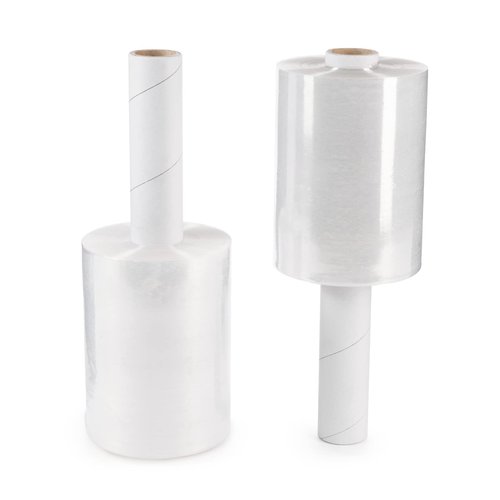 IDL Packaging 5" Stretch Wrap Mini Roll, 700 feet, 120 Gauge (Pack of 2) with an Extended Cardboard Handle – Industrial Grade Clear Plastic Wrap – Improved Protection for Packing, Moving, and Office