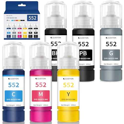 552 Ink 600ml Refill Ink Bottle Replacement for EcoTank Photo ET-8550 ET-8500 Printer High Capacity 6-Pack (Not Sublimation Ink)